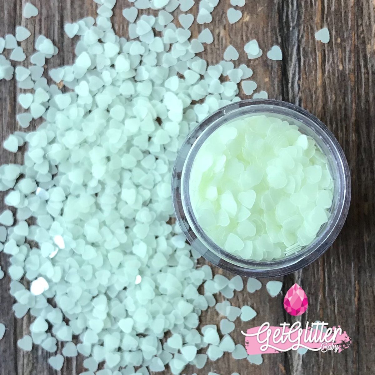 GetGlitterBaby® - Glow in the Dark Festival Glitters voor Lichaam en Gezicht / Bio Vegan Biodegradable Biologische Face Body Glitter Jewels - Hartjes