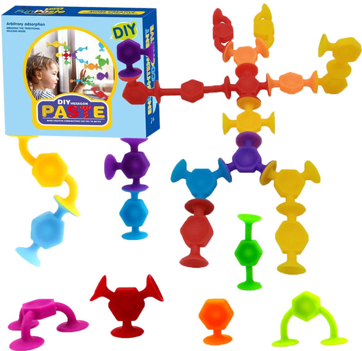 DIY Siliconen Zuignap Bouwspeelgoed – 76-delige Montessori Set voor Peuters – Educatief Bad- en Reisspeelgoed voor Kinderen vanaf 3 Jaar