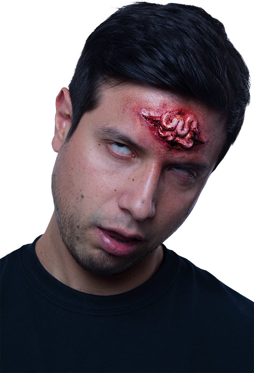 Partychimp Angstaanjagende Applicatie Uitpuilende Hersenen Wond voor bij Halloween Kostuum Volwassenen - Latex