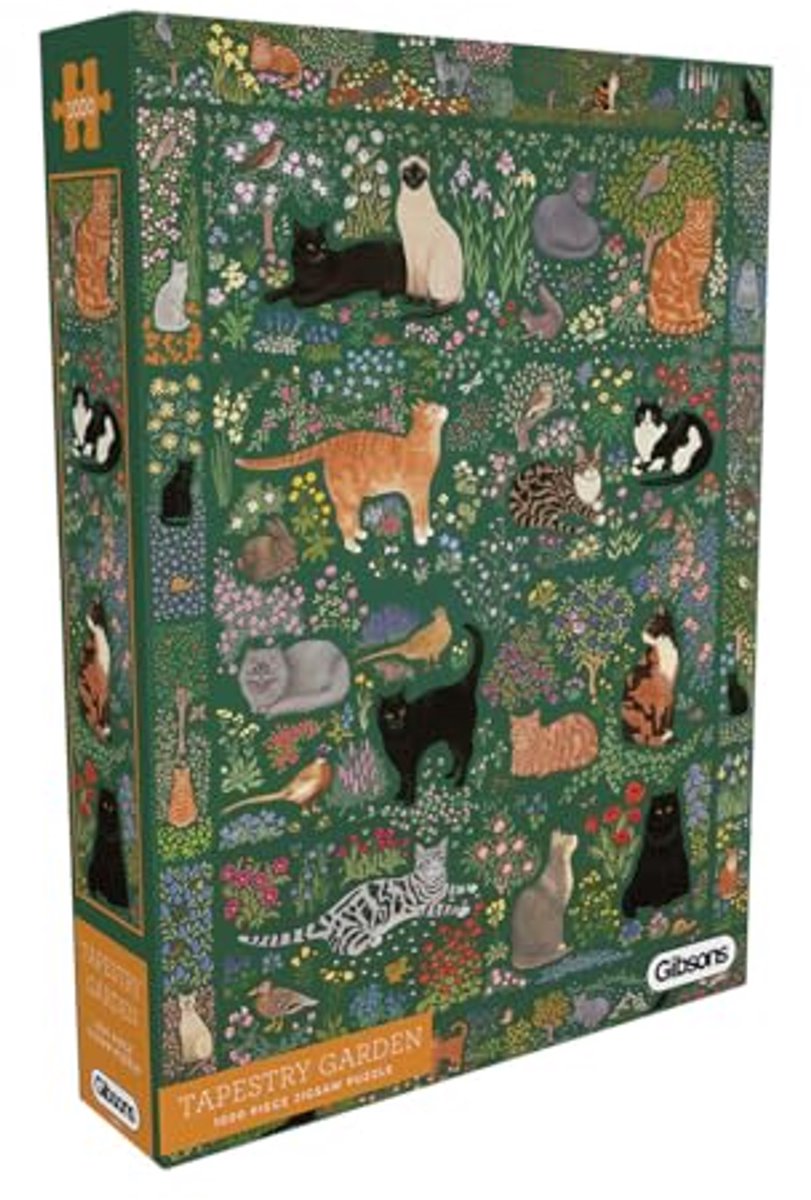Gibsons puzzel Tapestry Garden 1000 stukjes katten bloemen.