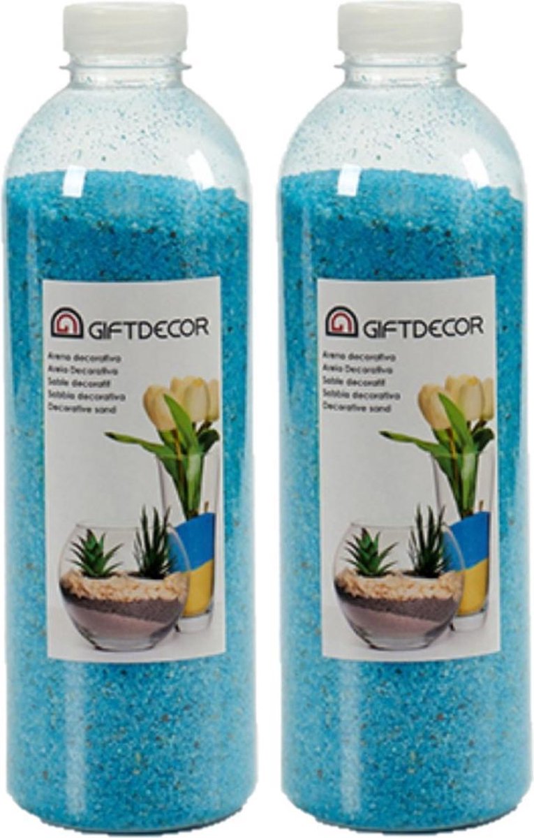 2x pakjes hobby/decoratiezand lichtblauw 1,5 kg - Aquarium bodembedekking