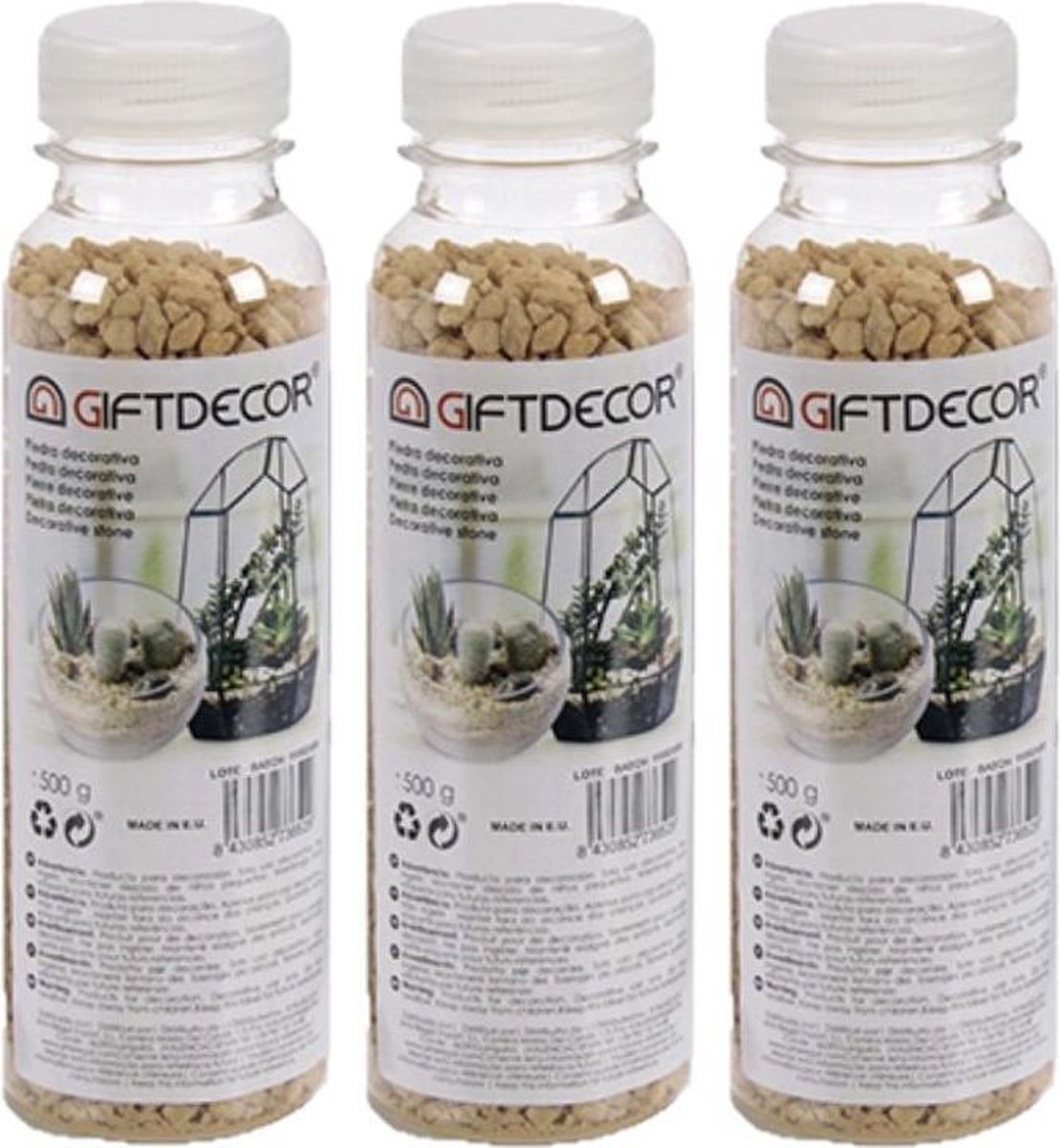 3x pakjes decoratie steentjes/kiezeltjes naturel bruin 500 gram - Aquarium bodembedekking