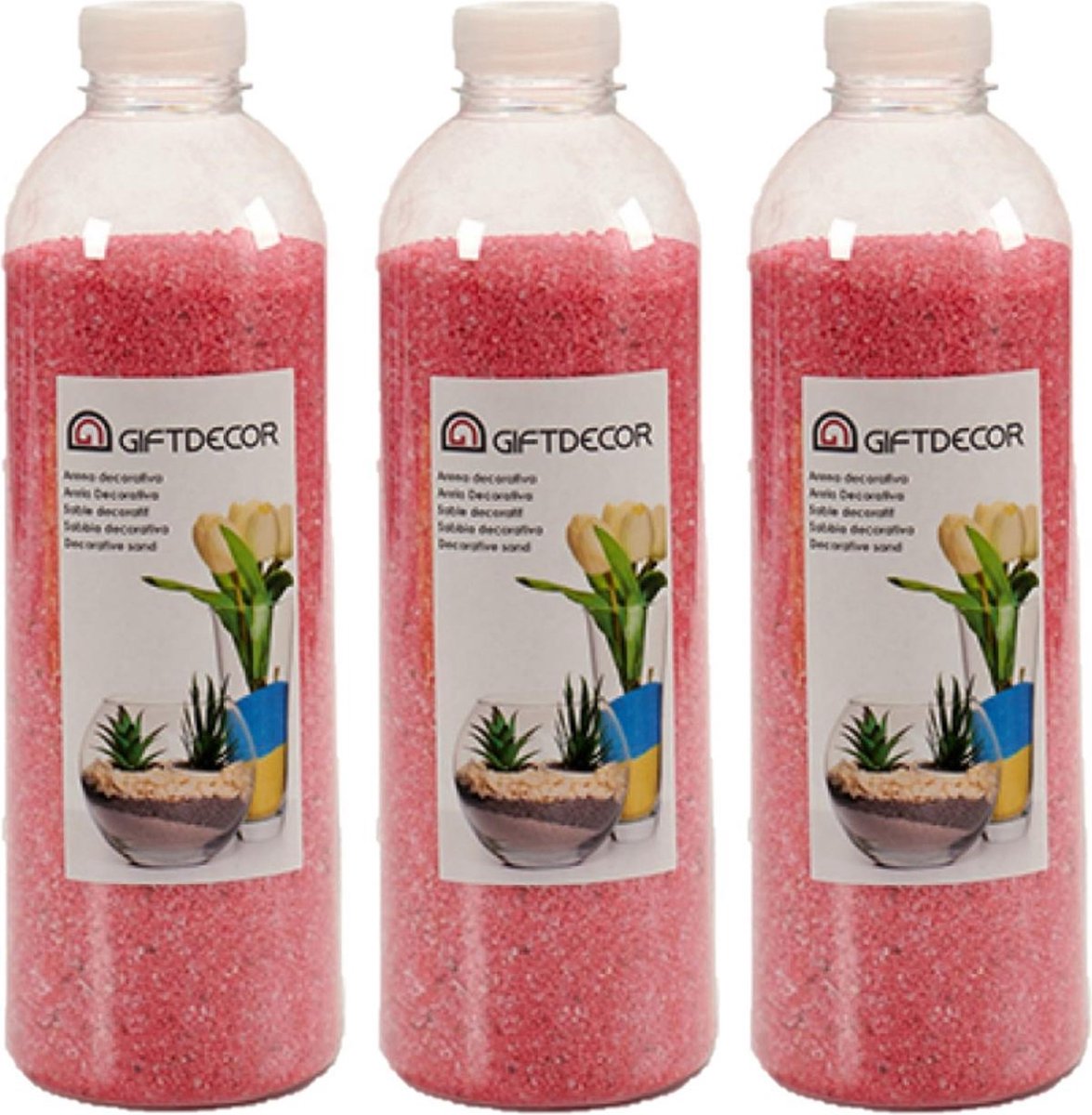 3x pakjes hobby/decoratiezand fuchsia roze 1,5 kg - Aquarium bodembedekking