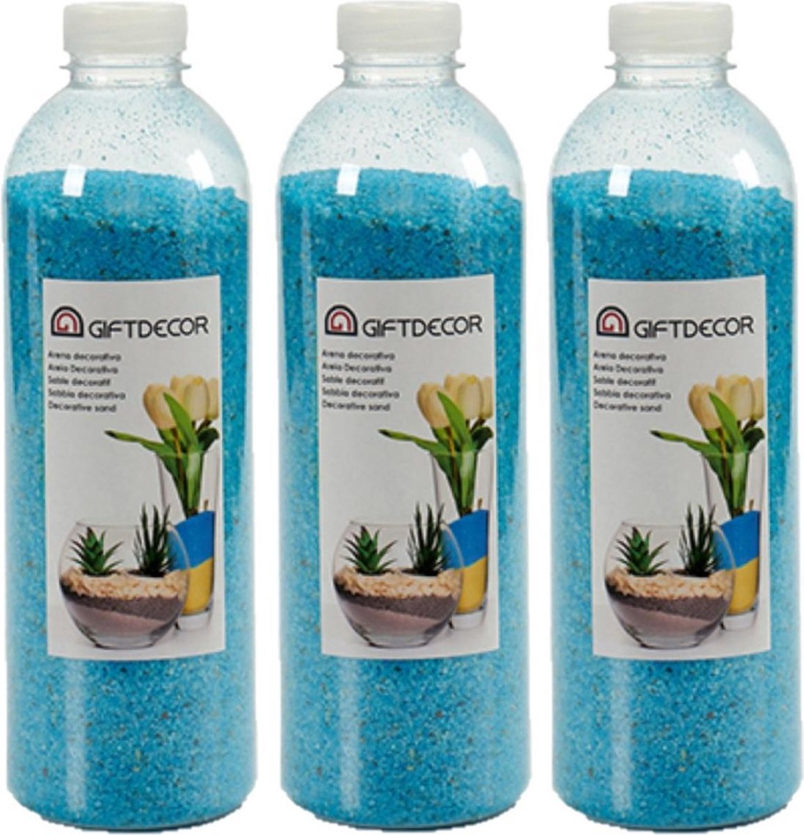 3x pakjes hobby/decoratiezand lichtblauw 1,5 kg - Aquarium bodembedekking