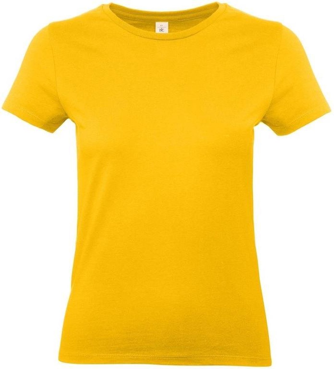 Basic dames t-shirt goud geel met ronde hals - Goud gele dameskleding casual shirts XL (42)