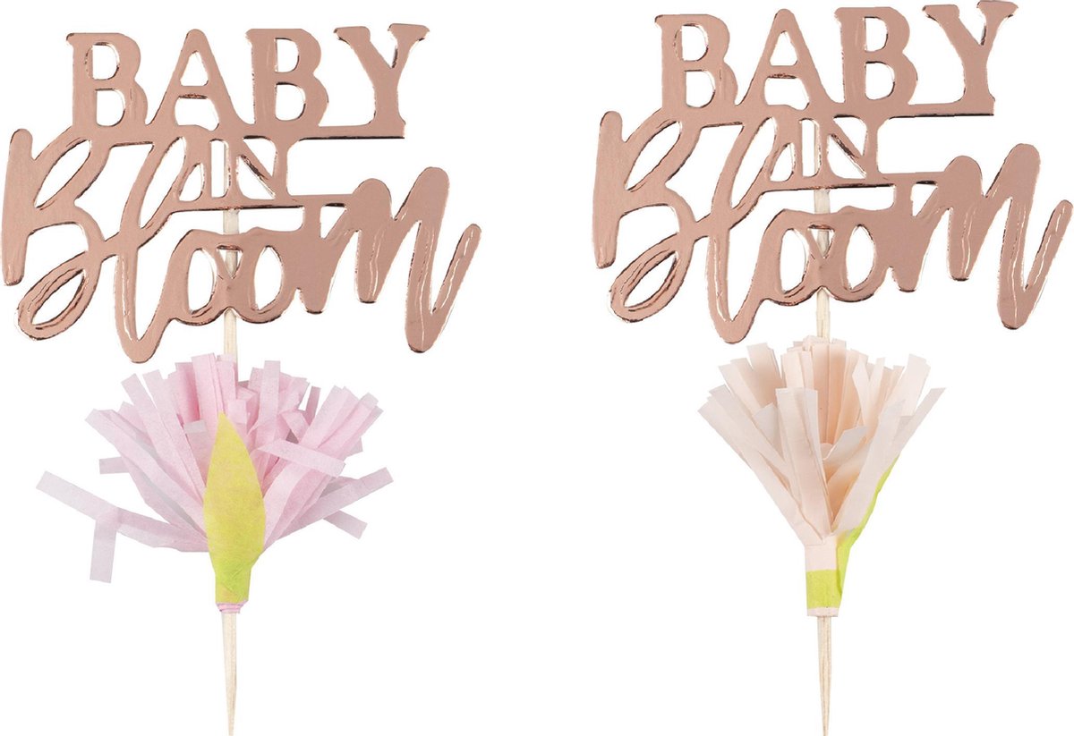 Baby in Bloom Cupcake Topper - 12 stuks - Babyshower