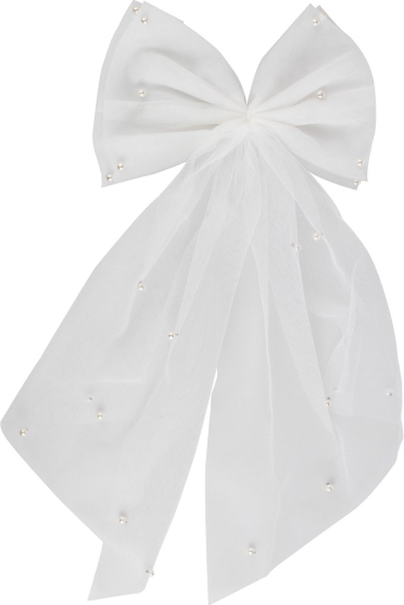 Ginger Ray - Ginger Ray - Witte haarstrik met parels - 46 cm
