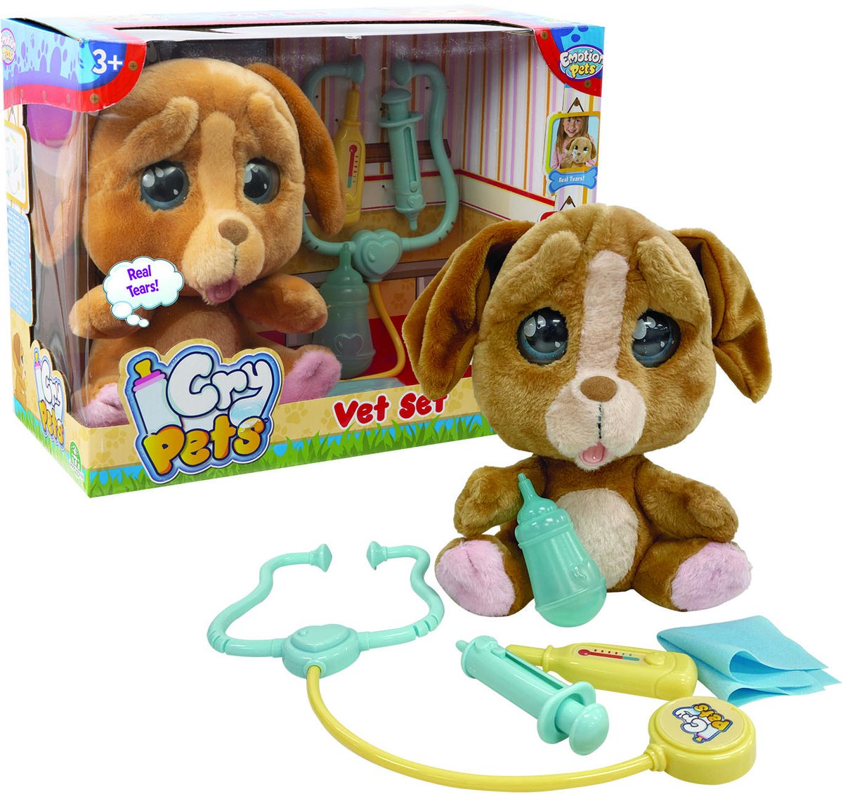 Emotion Pets – Veterinary Set (Pluche Huilen Puppy 22 cm + Accessoires)