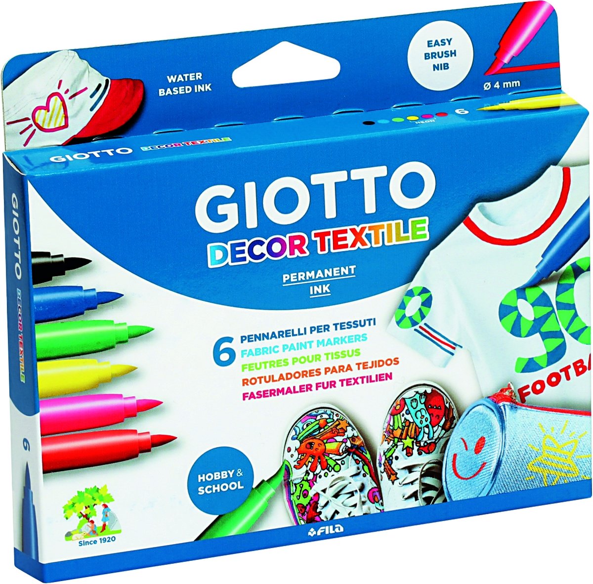 Giotto Hanging Box of 6 fibre pens Giotto textile