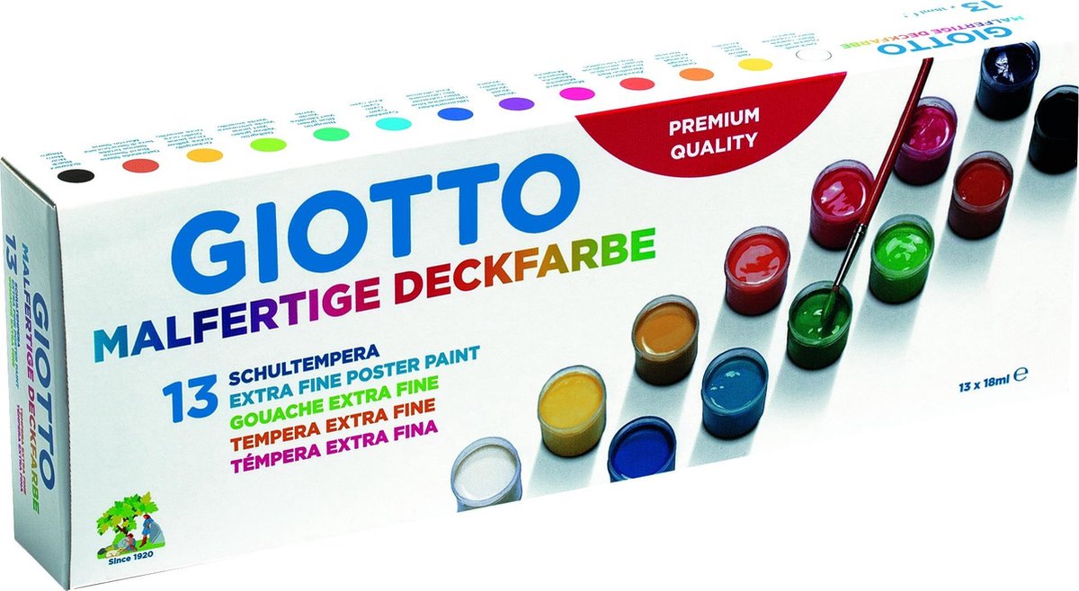 Giotto extra fine poster paint - Box of 13 pot 18 ml