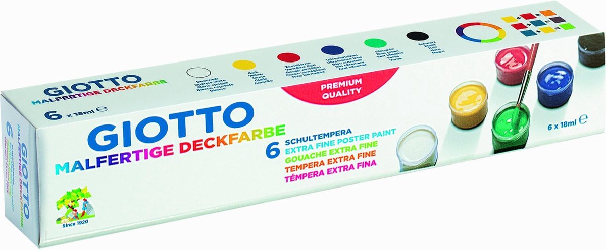 Giotto extra fine poster paint - Box of 6 pot 18 ml