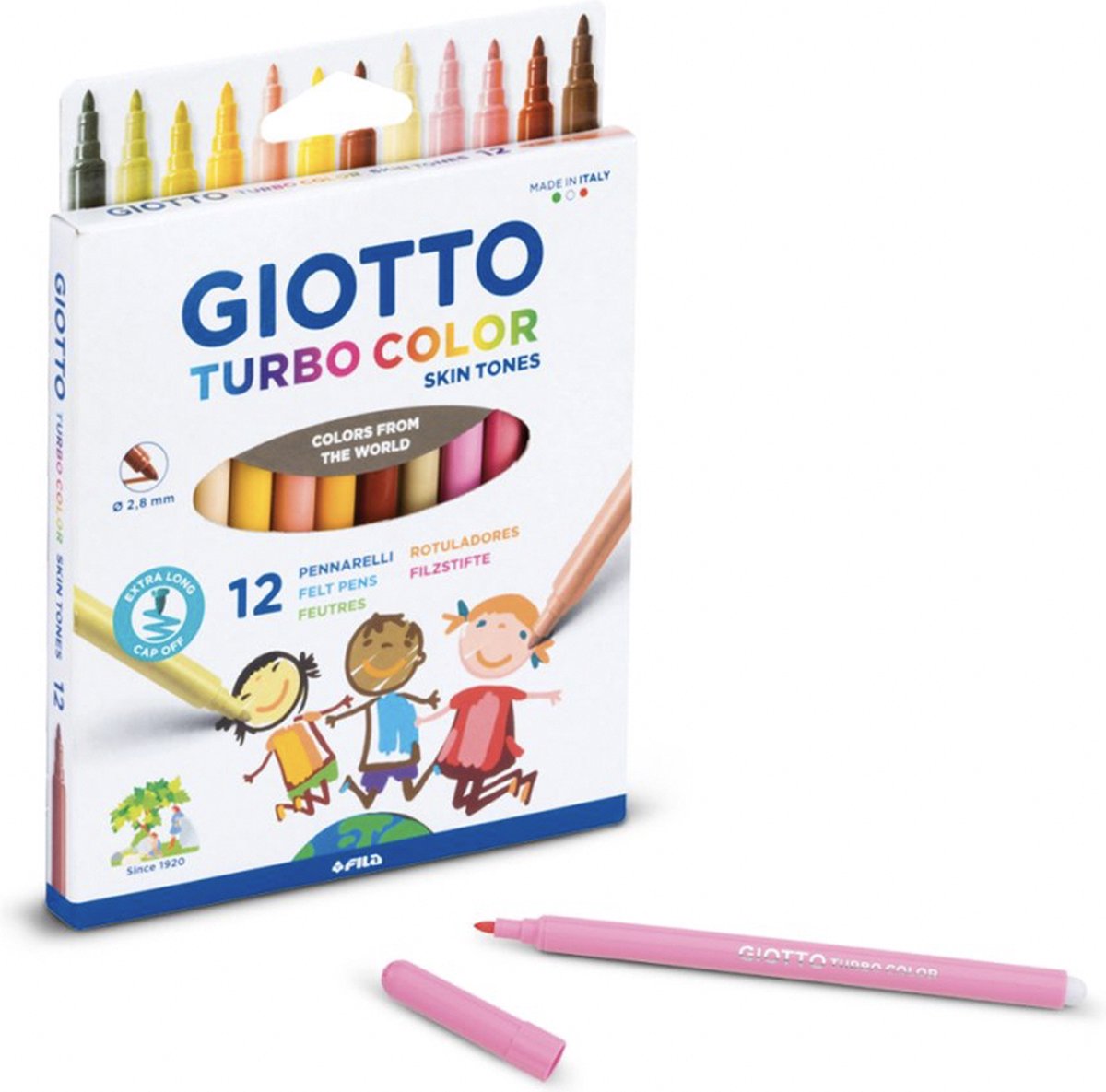 Giotto huidskleur stiften - 12 stuks - Huidskleurstiften / Skintone pencils / Turbo Color stiften