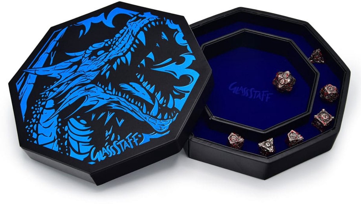 Glassstaff CritStones Arena Dice Tray Blue Dragon and accessories