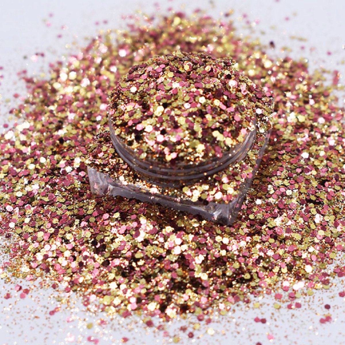 Festival Chunky Glitters Goud/Roze 8g - Biologisch Afbreekbaar - Glitter voor Lichaam en Gezicht - Face & Body Make-up Jewels - Glitter Tattoo Set - Make Up Biodegradable - Glitter Tattoo Set