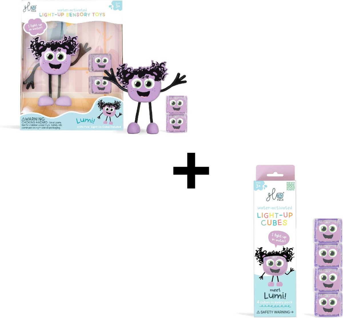 Glo Pals Lumi VOORDEEL SET - Light up cubes - Character + light up cubes - paars