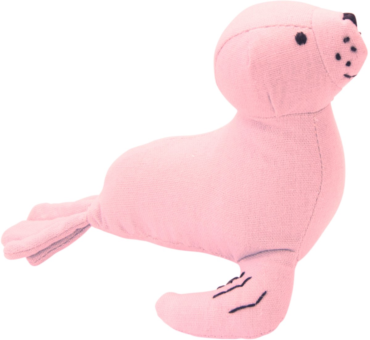 Knuffel zeehond roze linnen - 16x16cm