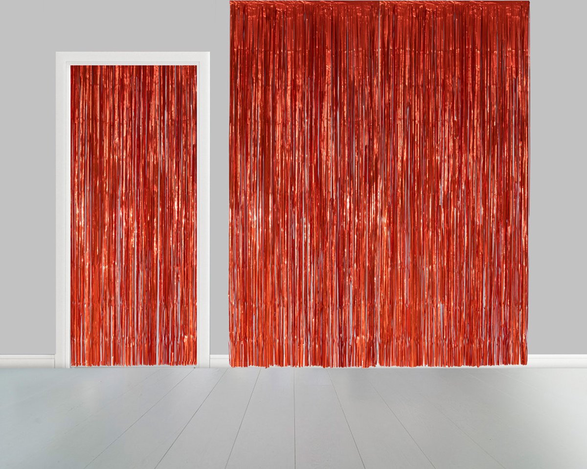 2x Deurgordijn Rood 1 x 2,4 meter Vlamvertragend - Feest Thema Party