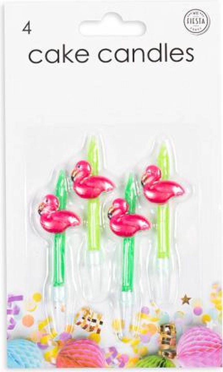 4 taart kaarsjes flamingo