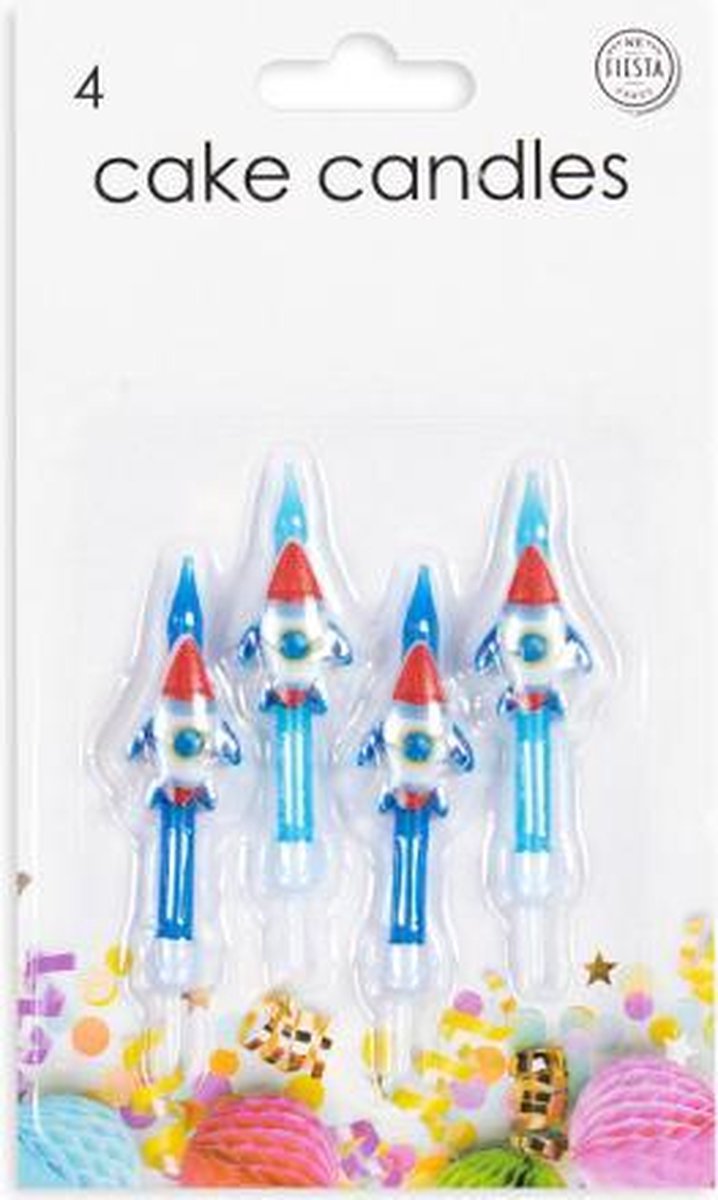 4 taart kaarsjes raket