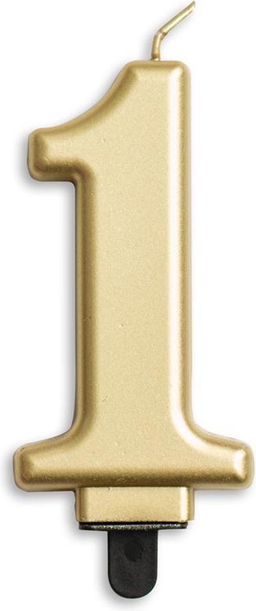 Cijfer kaars metallic Goud 1