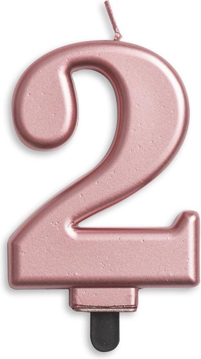 Cijfer kaars metallic Rosé Goud 2