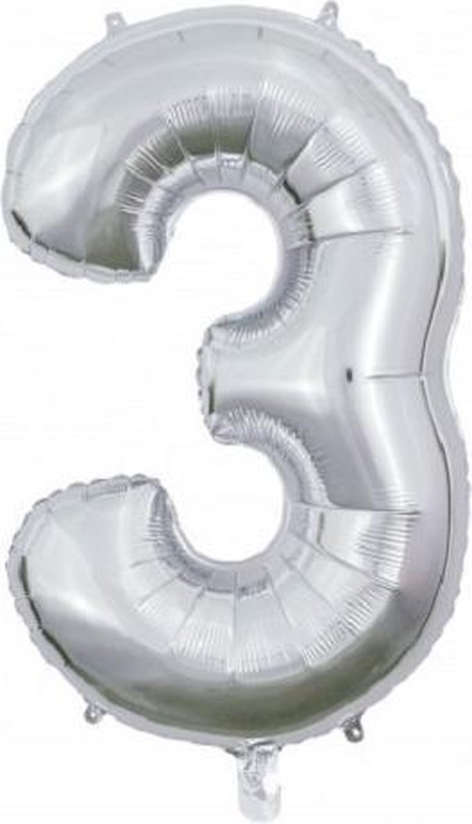Globos Nordic Cijferballon 3 Folie 66 Cm Zilver