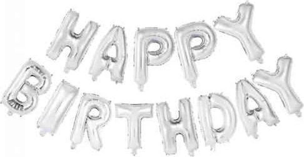 Globos Nordic Folieballon Happy Birthday 300x300x36 Cm Zilver