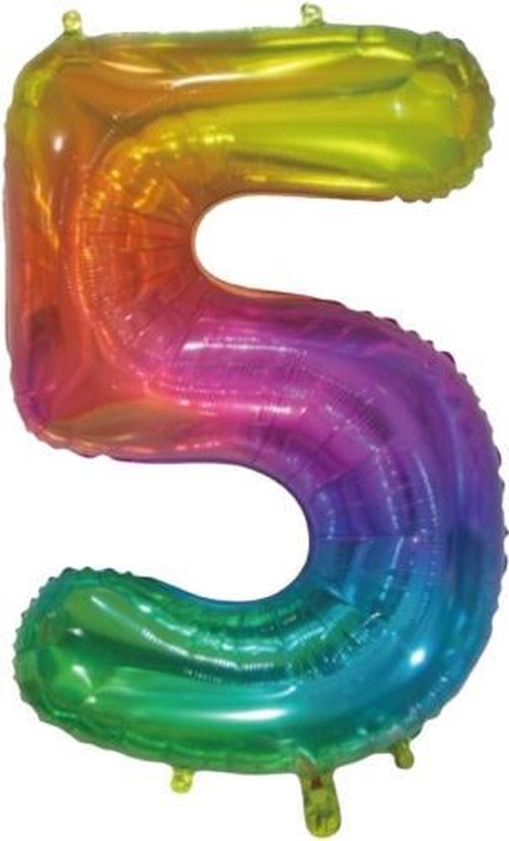Globos Nordic Folieballon Nummer 5 66 Centimeter Regenboog