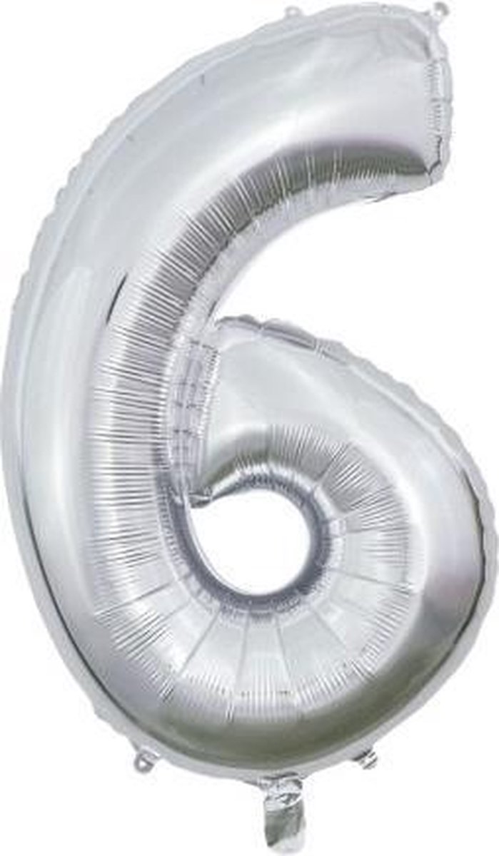 Globos Nordic Folieballon Nummer 6 66 Centimeter Zilver