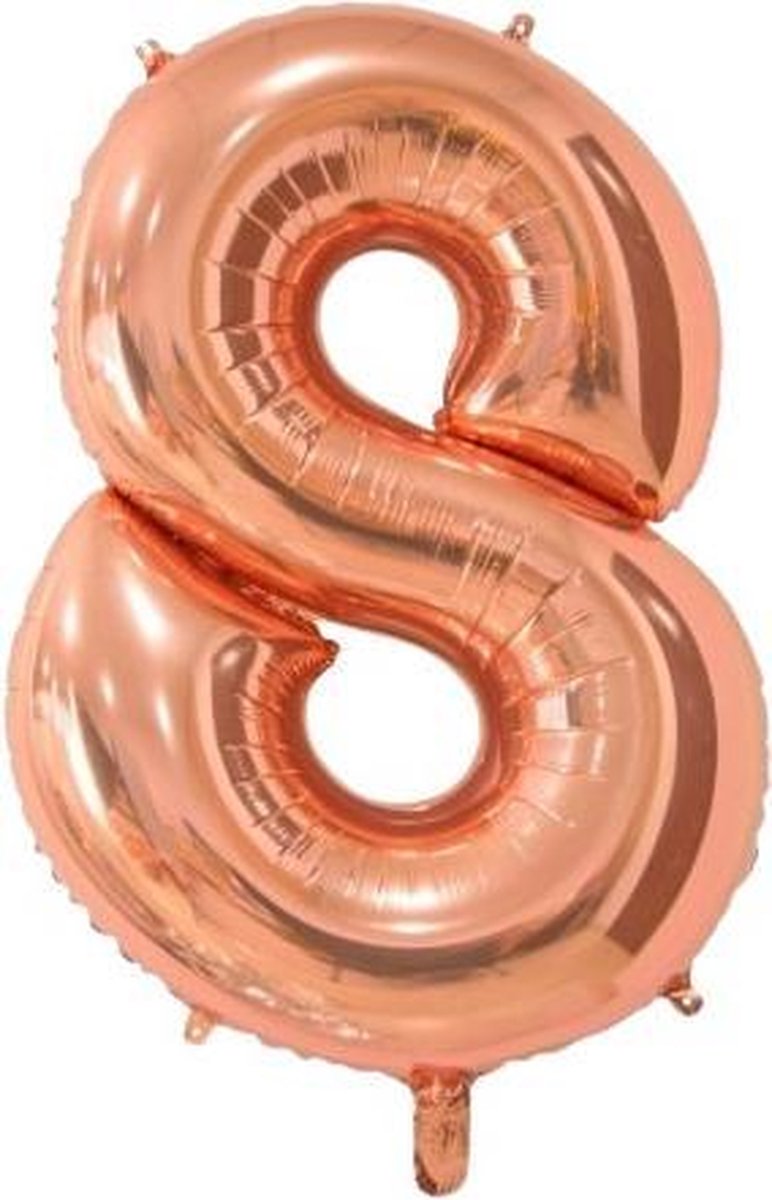 Globos Nordic Folieballon Nummer 8 66 Centimeter Roségoud