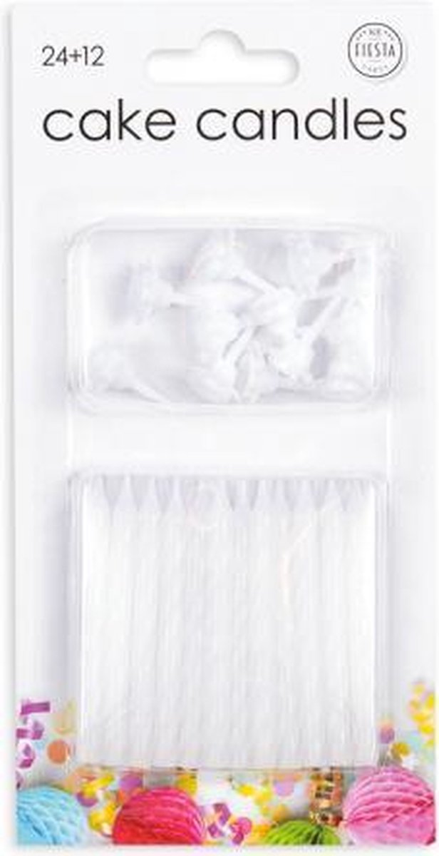 Taartkaarsjes wit 24 stuks