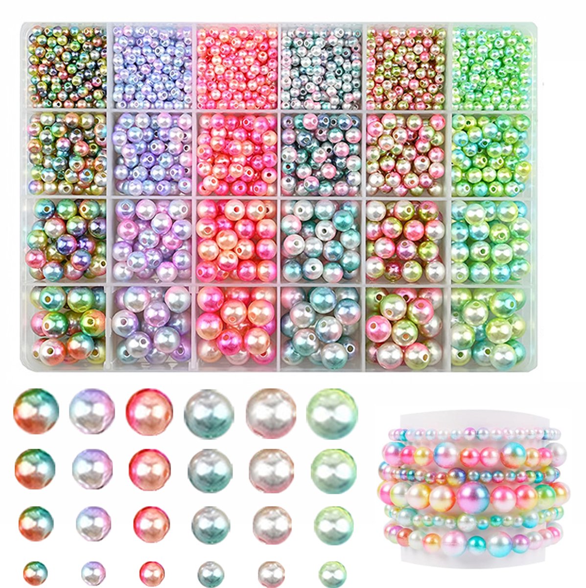 Kleurrijke kralen om te rijgen 1890 stuks - 4 Maten voor het Maken van Sieraden, Armbanden en Kettingen - Armbanden kettingen sieraden maken knutseldecoratie