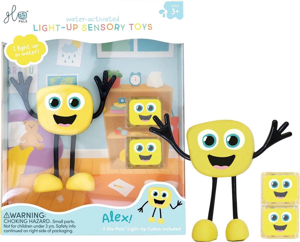 Glo Pals Alex, light up cubes, characters, geel 1+2 Stuks
