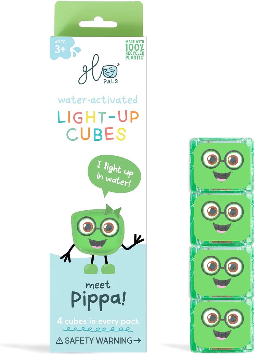 Glo Pals Pippa, Light Up Cubes, Groen, 4 Stuks