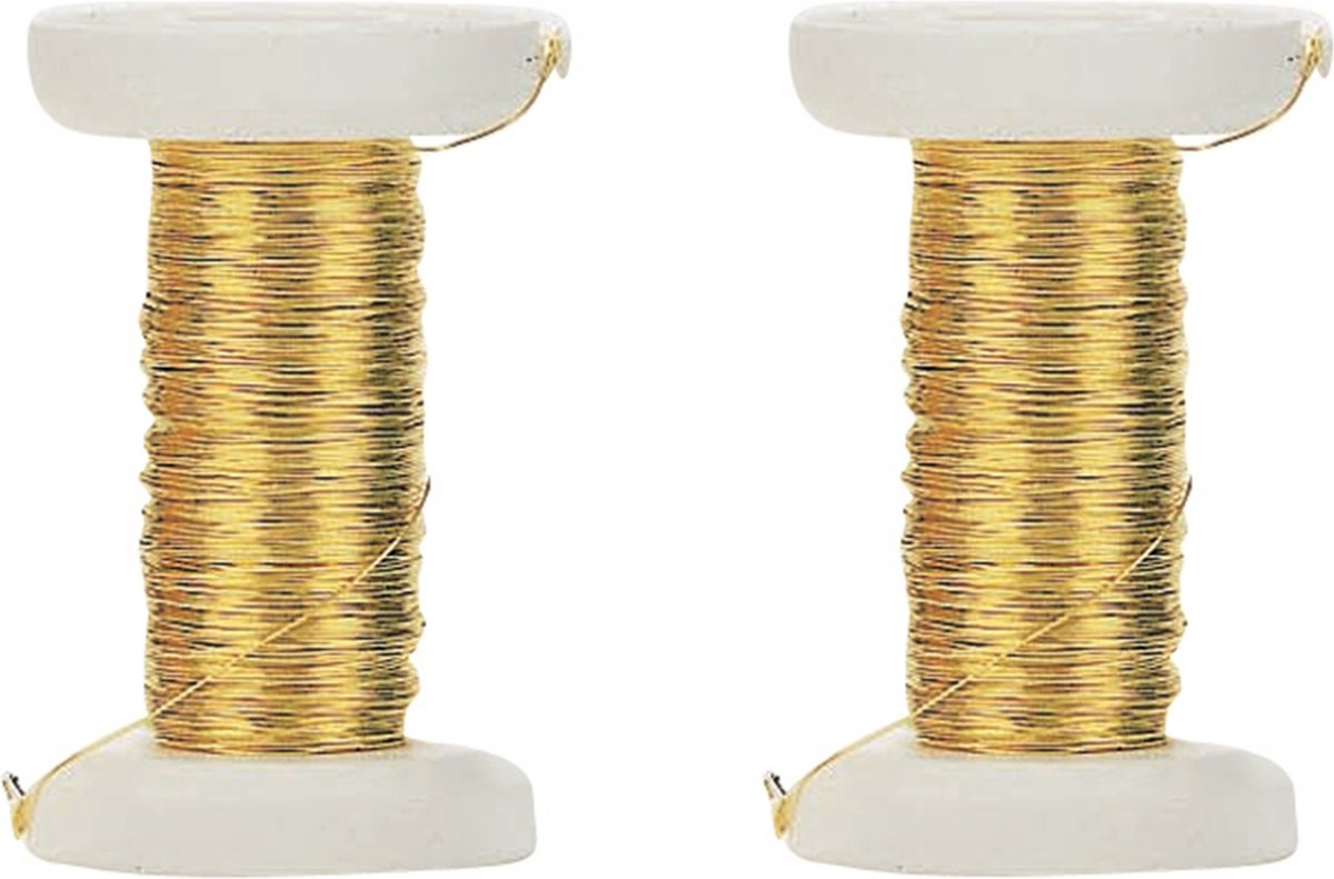 Goud metallic bind draad/koord - 3x stuks - 0,4 mm dikte 40 meter - Hobby artikelen/Knutselen materialen