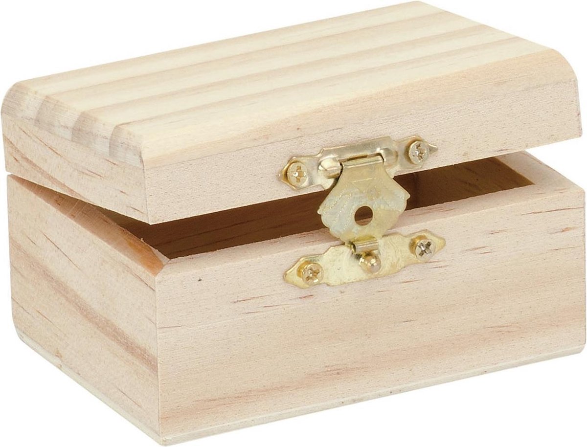 Klein houten kistje rechthoek 8 x 5.5 x 4.5 cm - Hobby en knutselen mini kistjes