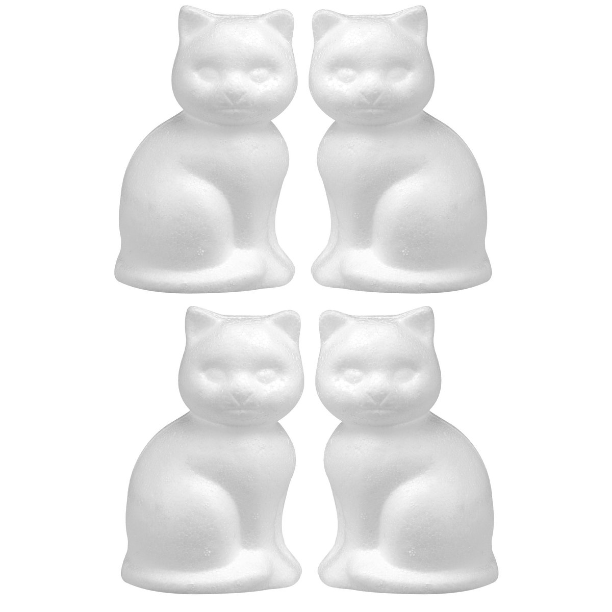 Piepschuim hobby knutselen vormen/figuren dieren - 4x - kat/poes - van 13 cm