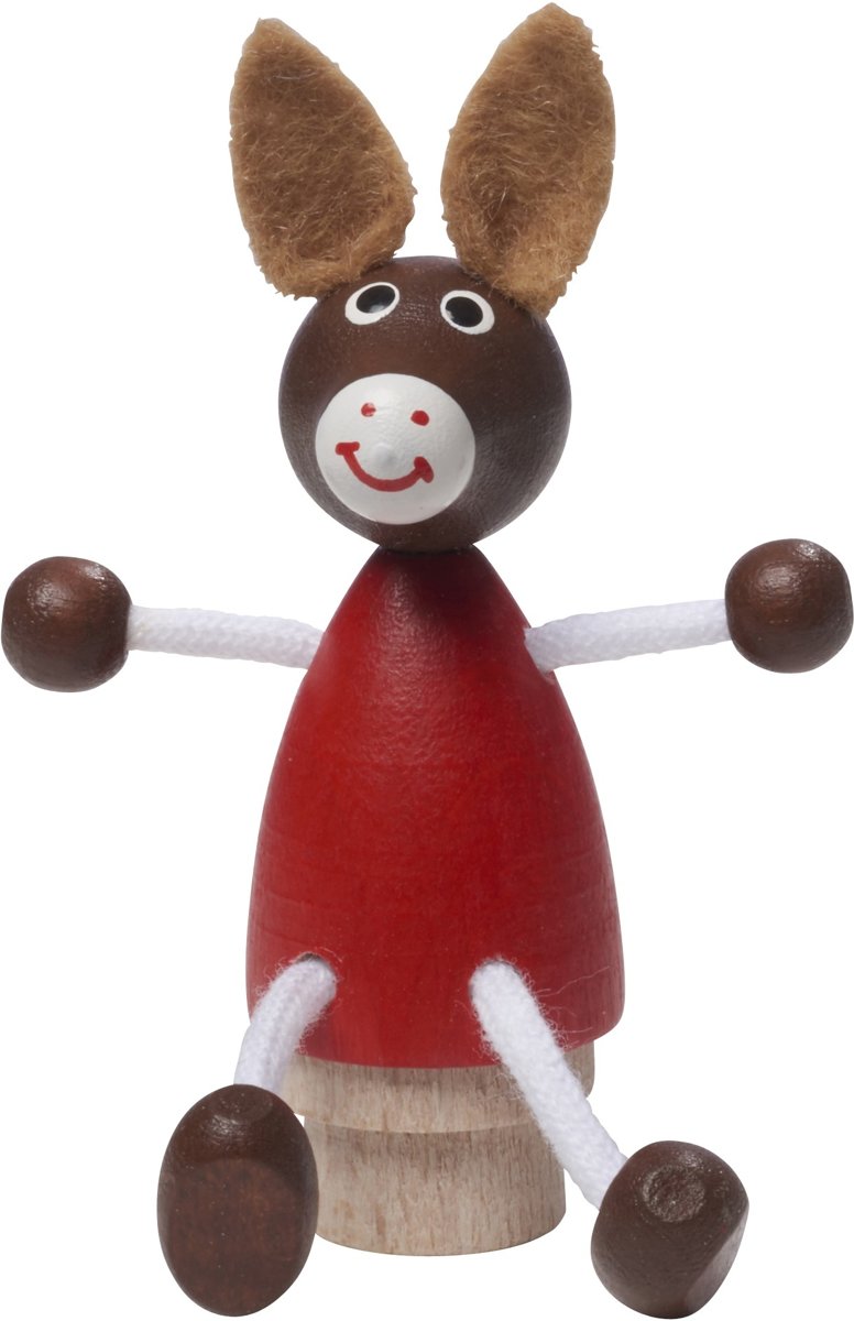   Verjaardagsezel Ringplug 5,5 Cm Bruin/rood