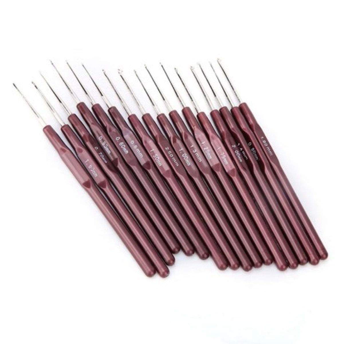 Go Go Gadget - 0.5-2.5mm Haaknaalden Set - Bruin Plastic Handvat - DIY Naaien, Breien & Haken Gereedschap - set van 16 stuks