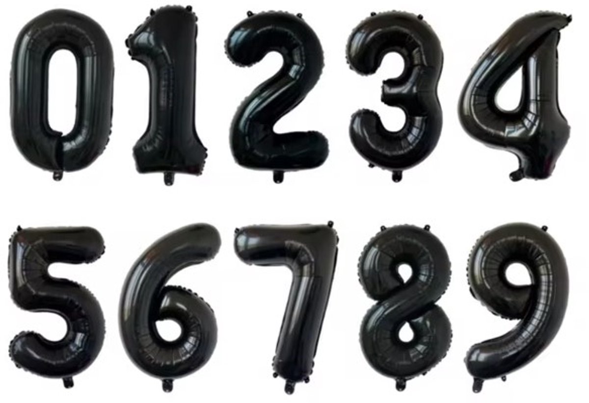 Go Go Gadget - Cijferballon - Folieballon - 100 cm - Zwart - Cijfer 9