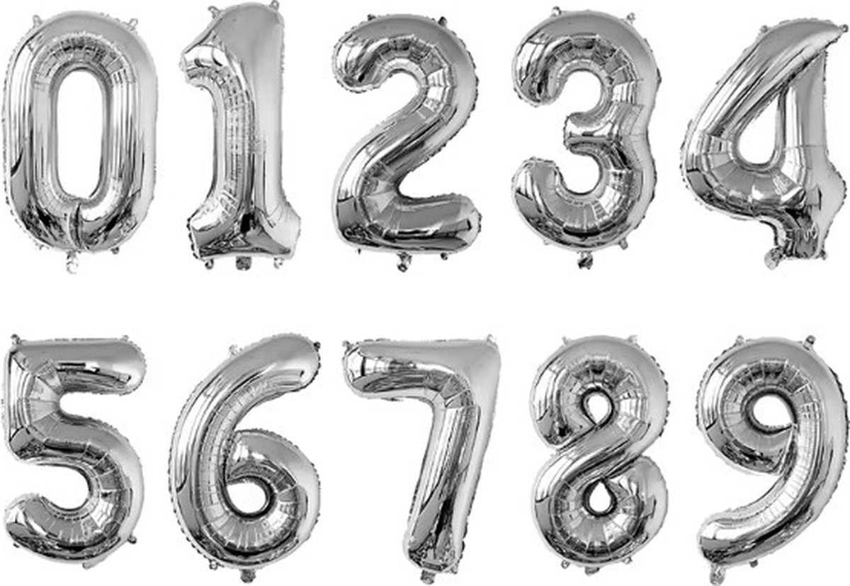 Go Go Gadget - Cijferballon - Folieballon - 40cm - Zilver - Cijfer 9