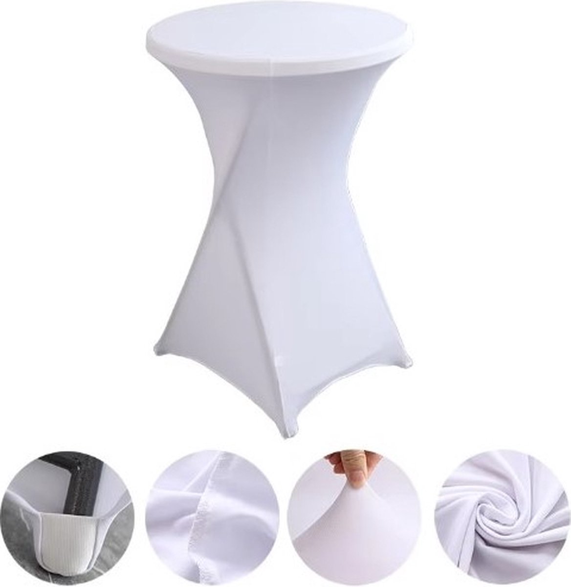   - Statafelhoes - Statafelrok - Statafel - Stretch - 80cm - Wit