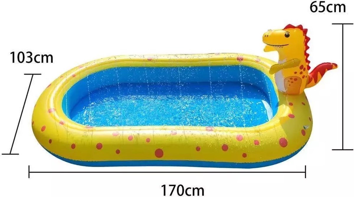 Zwembad 170Cm - Pvc Opblaasbare - Zwembad Voor Kinderen Dinosaurus – Fontein - Sprinkler Speelkleed Kinderen Water speelgoed