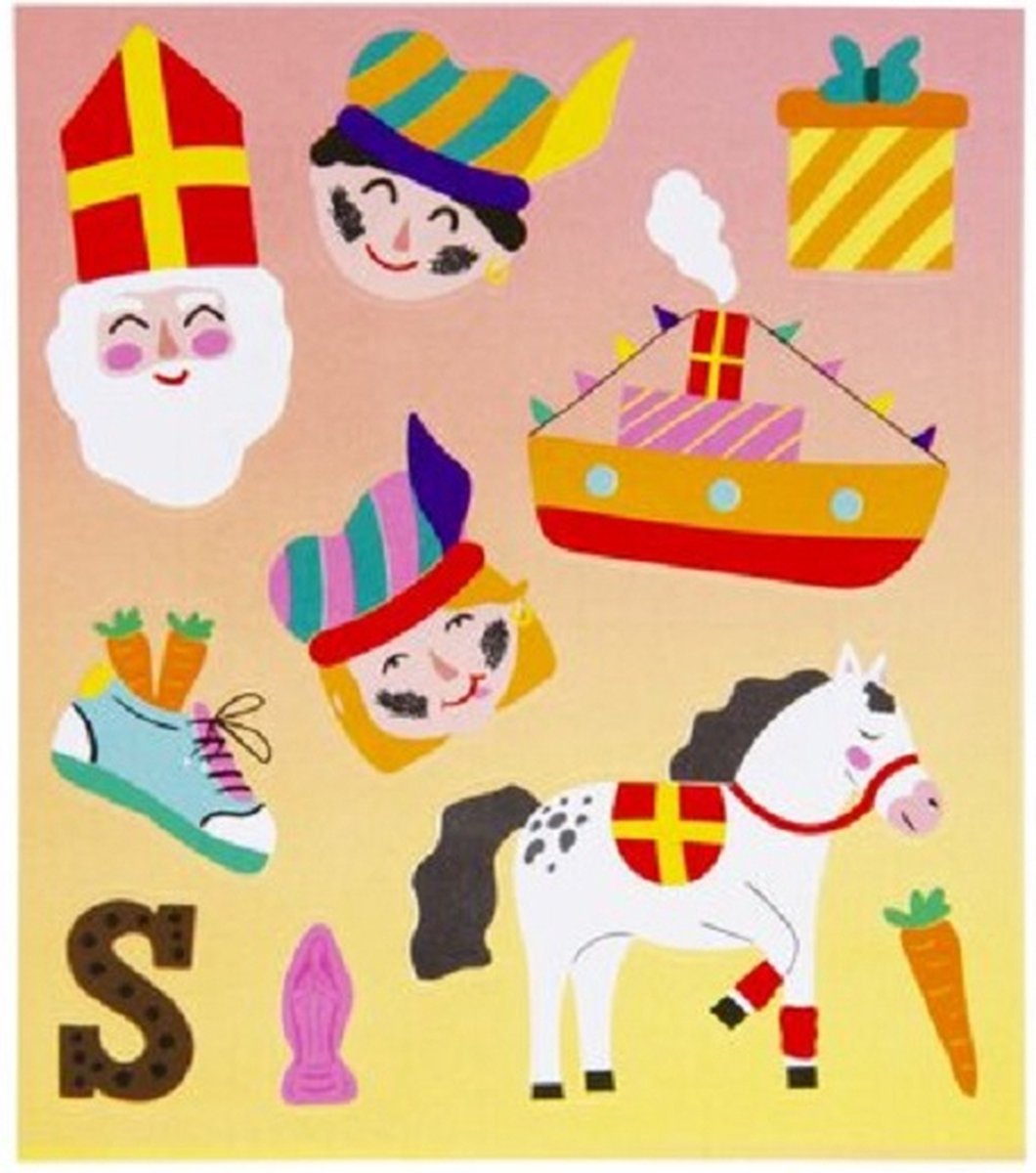 Sinterklaas Stickervel - Pakjesavond - Sinterklaasavond - Schoen