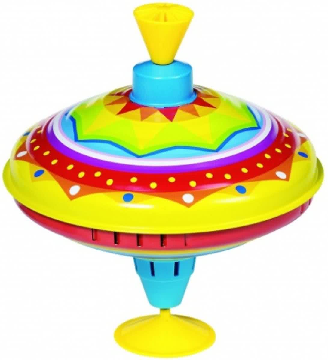 Bromtol: GEKLEURD ROOD-GEEL-BLAUW diam.18,5x21cm, in metaal, 1+