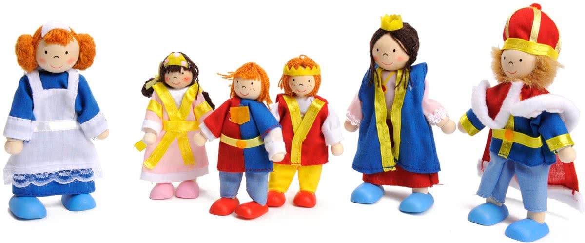 Buigpopje: KONINGSFAMILIE  S E T van 6 stuks H9-11m, met bui