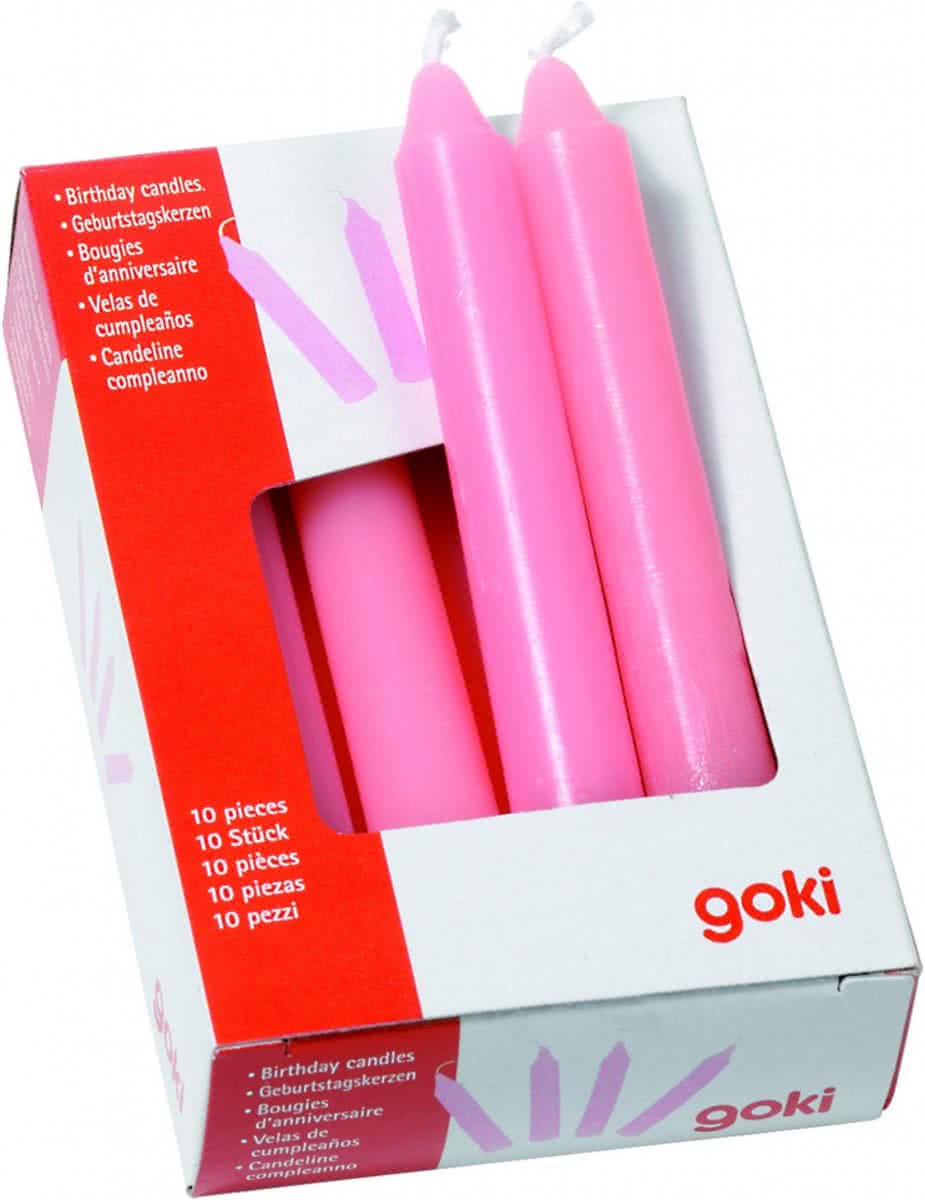   10 verjaardagskaarsen: rood 10 cm