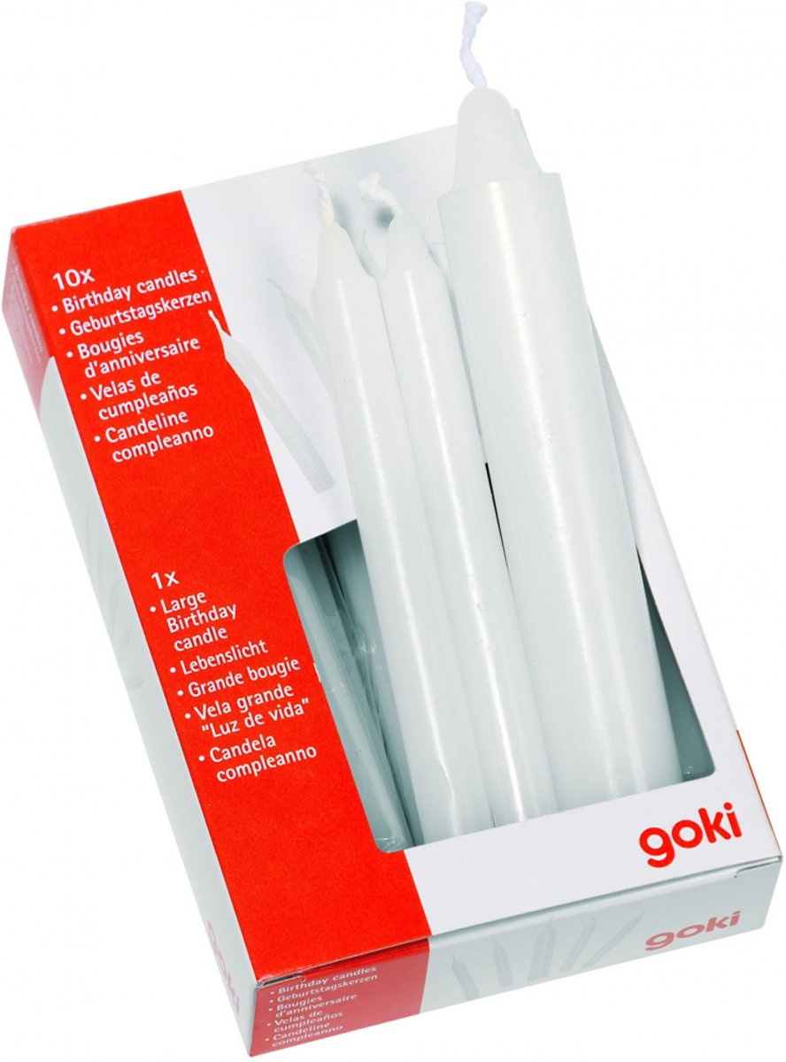   11 Verjaardagskaarsen: Wit 10-12 cm