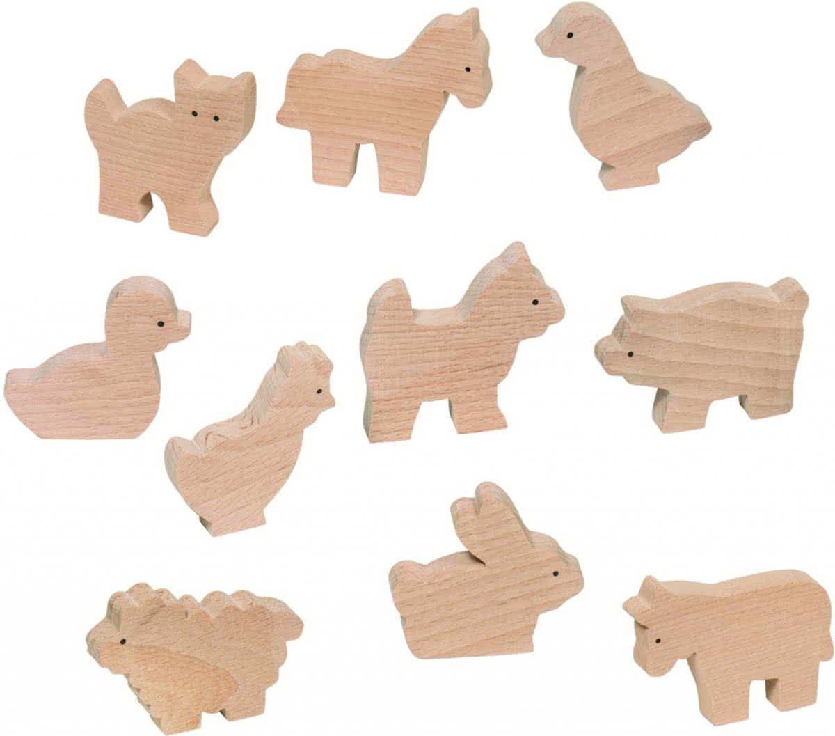 Goki Blank Houten Boerderijdieren 10 Stuks