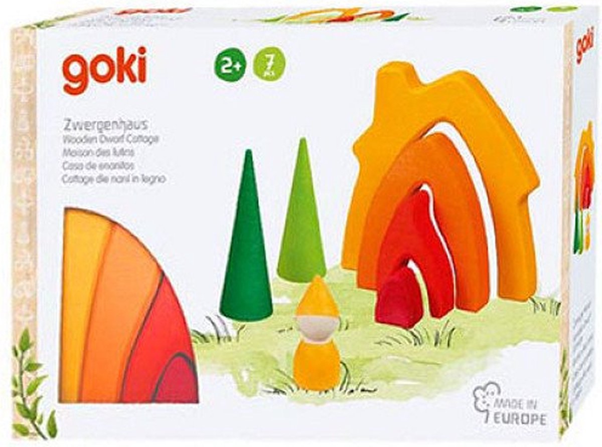 Goki Houten Dwergenhuisje Bouwblokken, 7dlg.